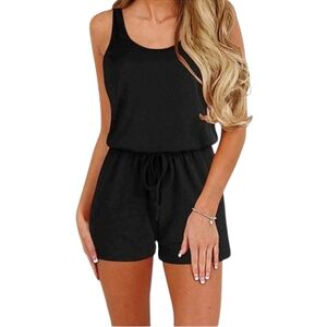 Black Sleeveless Romper Shorts